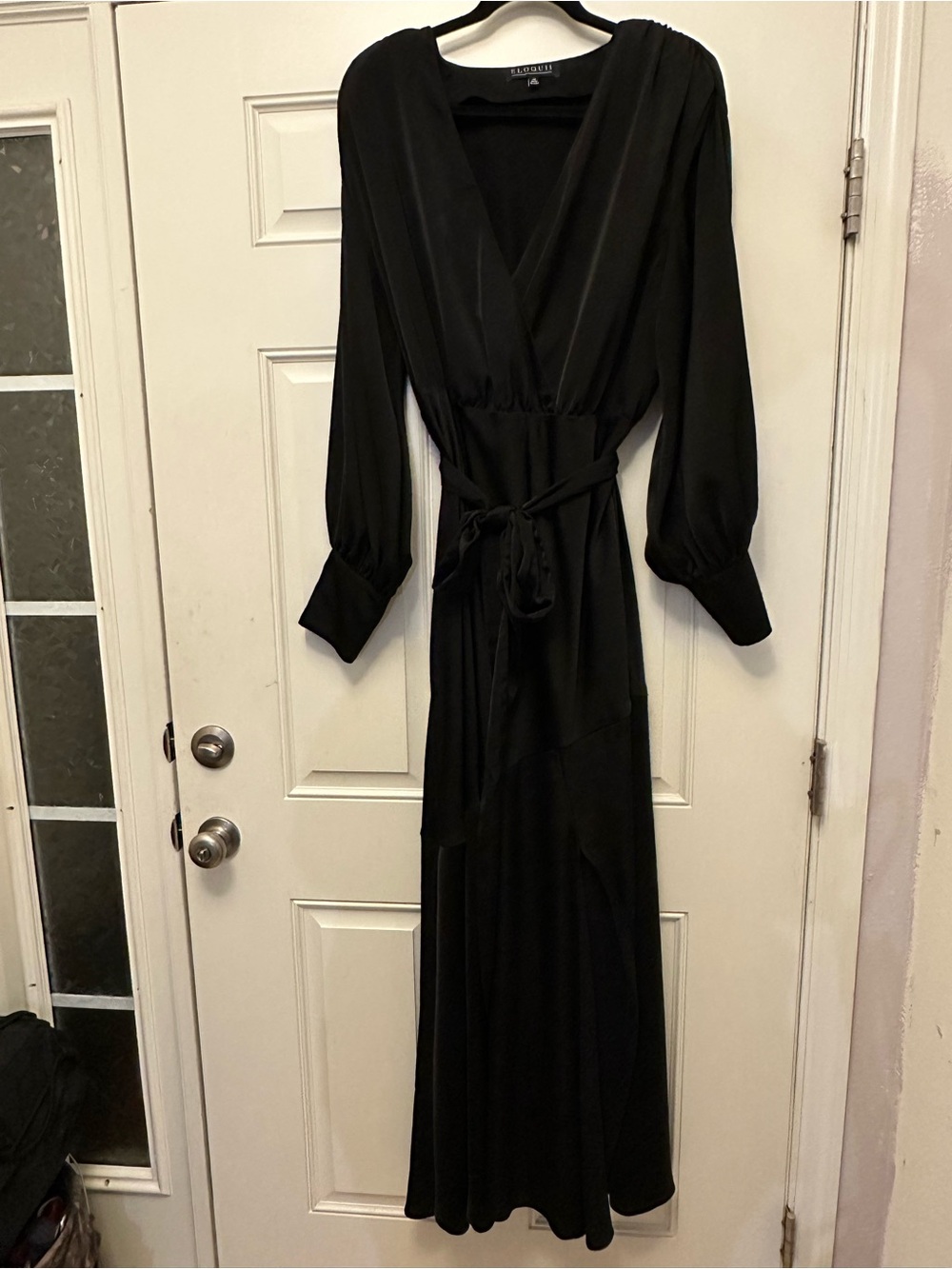 Eloquii Black Long-Sleeve Wrap Maxi Dress